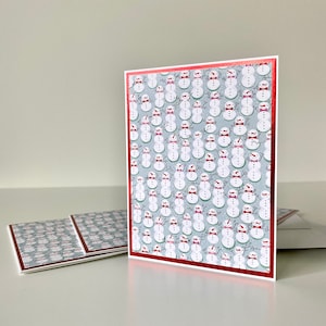 Cartes de Noël de petits bonhommes de neige faites main, lot de 4 cartes de Noël, lot de cartes de correspondance hiver