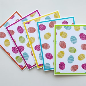 Cartes de Pâques avec œufs de Pâques colorés, ensemble de 5, cartes de vœux de printemps
