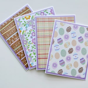 Cartes de Pâques pastel, cartes de voeux faites main pour Pâques et le printemps, lot de 4