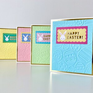 Cartes de Pâques faites main, jeu de cartes de voeux de Pâques avec des touches de feuille d'or
