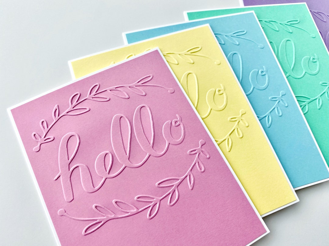 Hello Cards, Embossed Card Set, Blank Note Cards Handmade, Just Because ...
