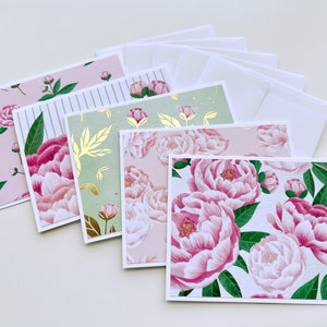 Cartes de correspondance pivoines, cartes florales vierges