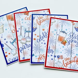 Cartes du 4 juillet, jeu de cartes de vacances d'été, cartes du jour de l'indépendance faites main