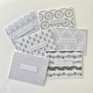 Beau lot de 6 cartes de Noël blanches, cartes de Noël faites main avec enveloppes, cartes de Noël avec accents scintillants