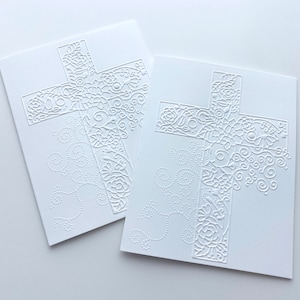 Lot de 5 cartes religieuses de Pâques faites main, croix florale en relief