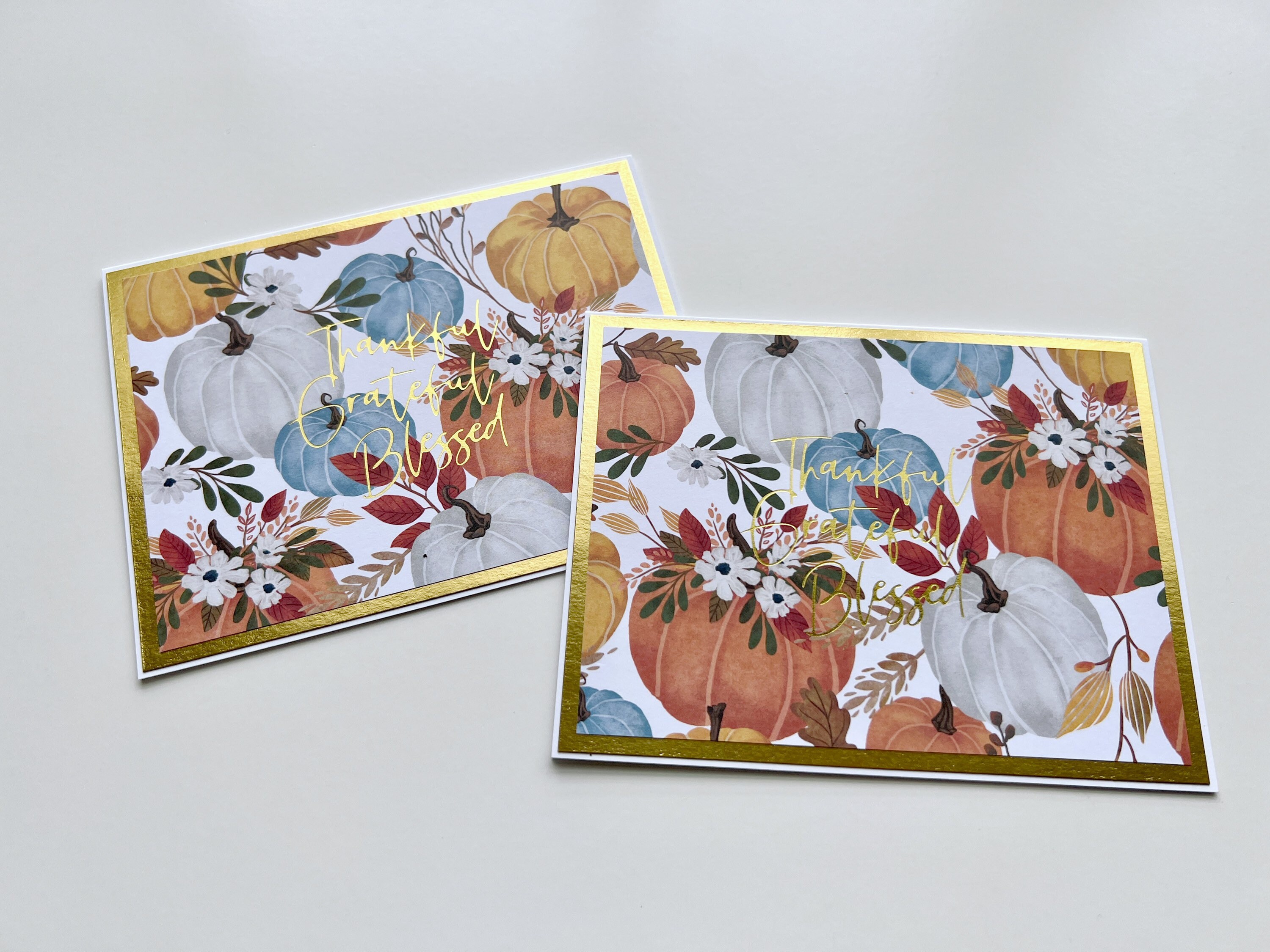 Greeting Cards With Floral Pumpkins for Thanksgiving - Etsy
