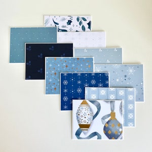 Cartes de Noël en boîte en bleu et blanc