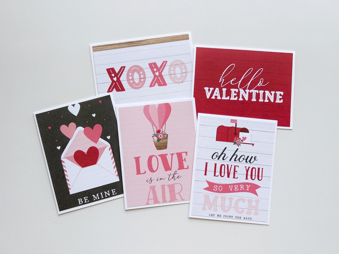 Valentines Day Cards Handmade Set of 5 - Etsy