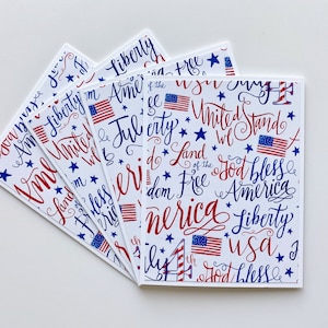 Cartes du jour de l'indépendance, faites main le 4 juillet, lot de 4