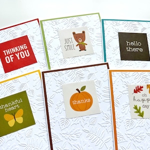 Cartes de voeux d'automne, cartes de correspondance vierges avec feuilles en relief, jeu de cartes faites main