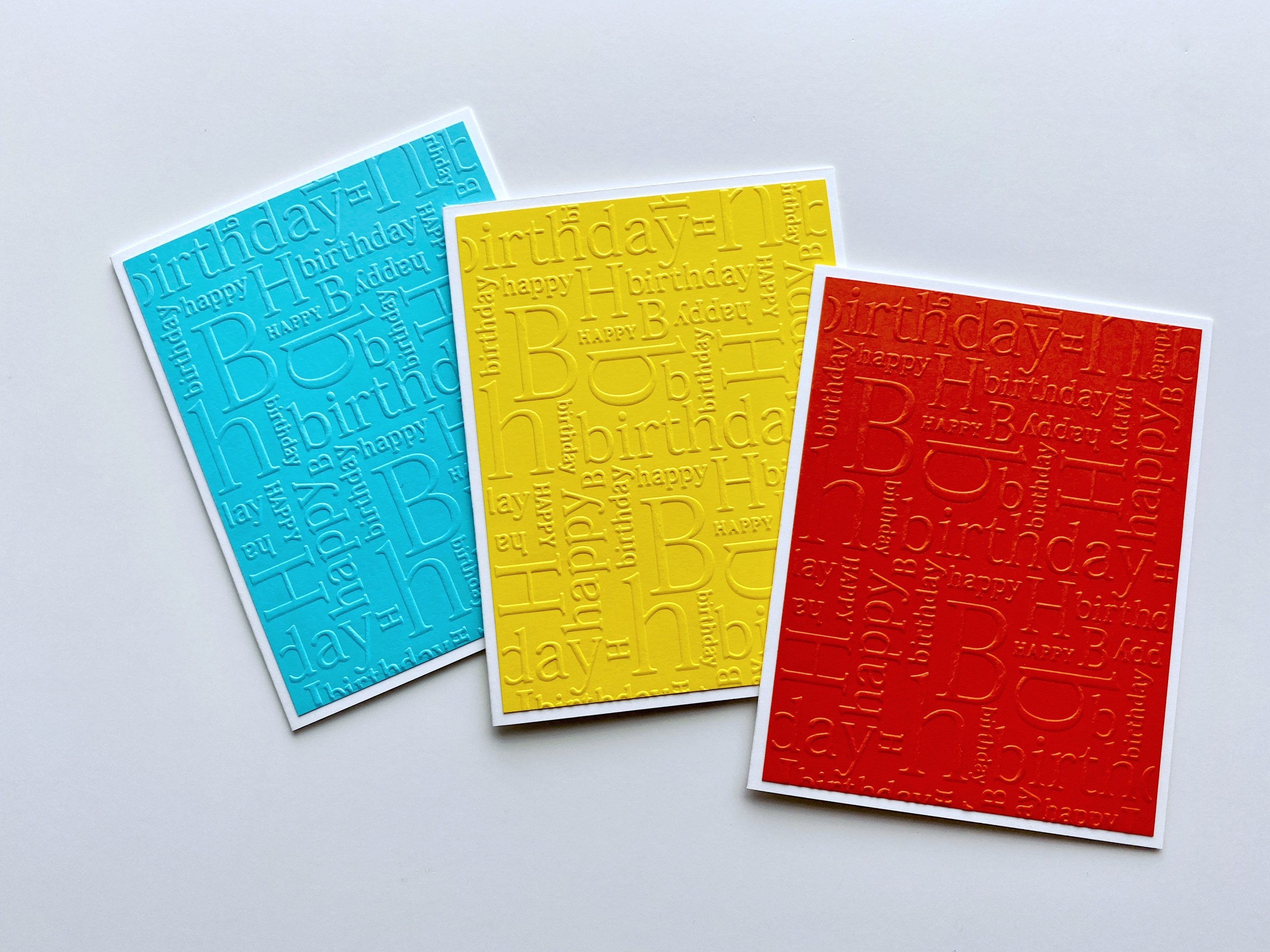Happy Birthday Cards Handmade, Embossed Cards Set of 5 - Etsy