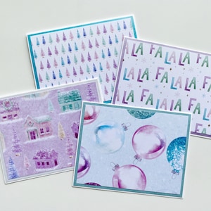 Jolies cartes de Noël, lot de cartes de voeux faites main dans des couleurs pastel, lot de cartes de Noël