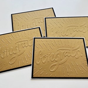 Ensemble de cartes de graduation en or et noir avec des accents scintillants, cartes de félicitations