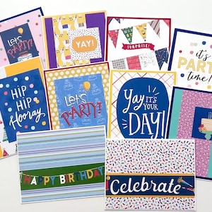 Lot de 10 cartes d'anniversaire faites main, lot de cartes de voeux