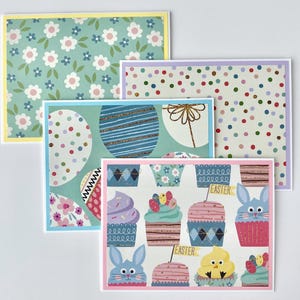Jolies cartes de Pâques, cartes de Joyeuses Pâques faites main, lot de 4, cartes de voeux pour enfants