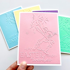 Ensemble de cartes de voeux de Pâques faites main, cartes de lapin de Pâques en relief