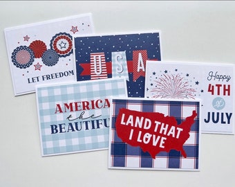 Handmade 4th of July Card Set, Patriotic Note Cards for Independence Day, USA 250th Birthday Anniversary