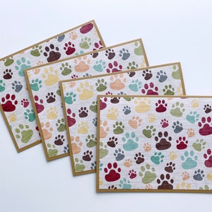 Cartes de correspondance Empreintes de pattes, Papeterie faite main, Jeu de cartes pour animaux de compagnie, Cadeau pour amoureux des chiens