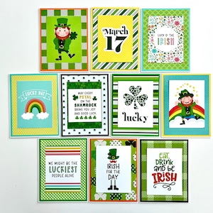 Cartes de la Saint-Patrick, lot de 10 cartes de voeux de printemps faites main