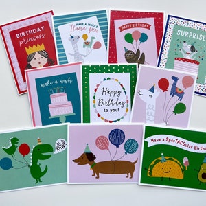 Cartes de joyeux anniversaire, ensemble de cartes d’anniversaire faites à la main, cartes Bday mignonnes pour les enfants