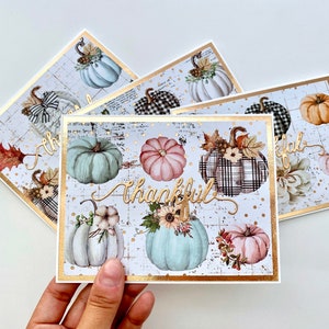 Cartes de Thanksgiving, cartes de voeux florales citrouilles, joli jeu de cartes d'automne
