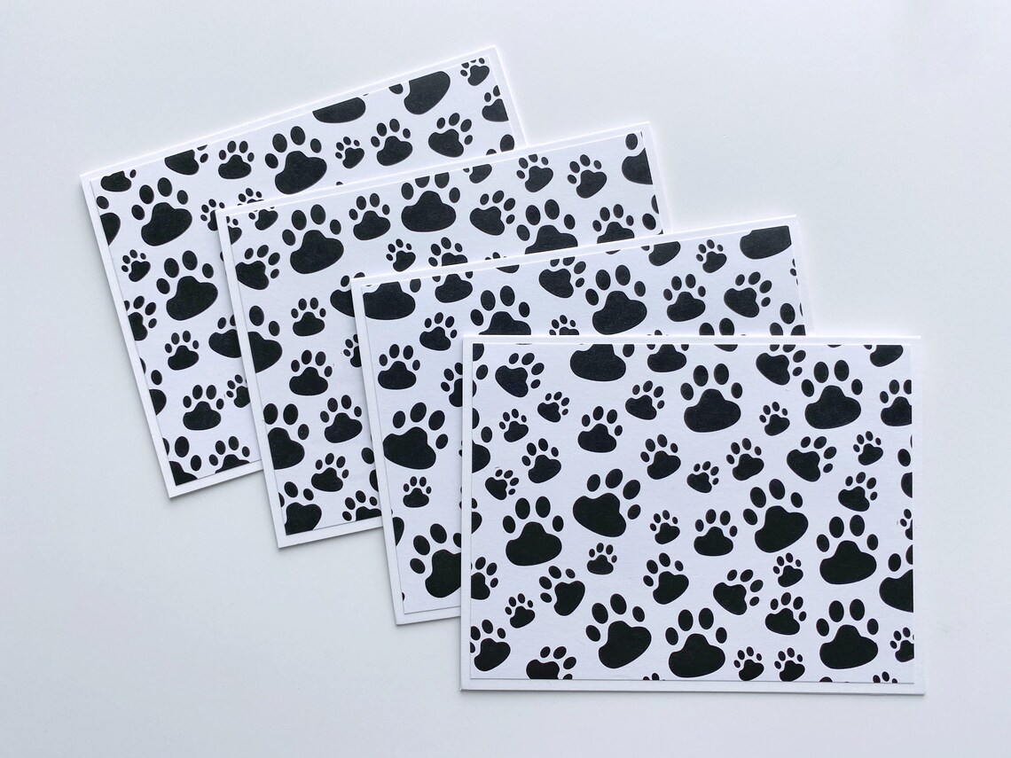 Paw Prints Cards Handmade Pet Card Set Dog Lover Stationery Etsy Polska