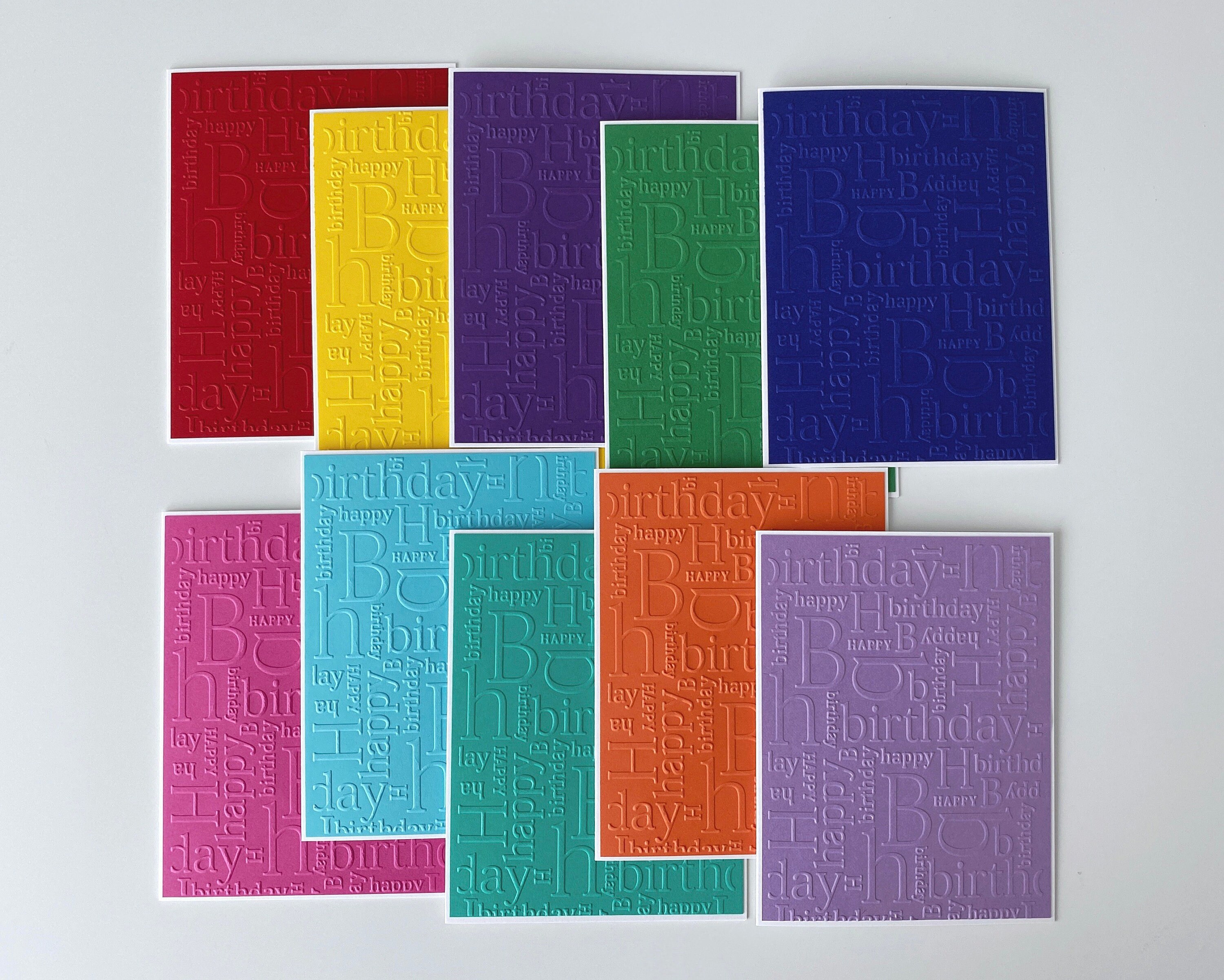 Handmade Embossed Happy Birthday Cards, Set of 10, Greeting Card Pack ...