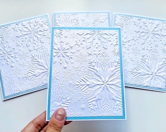 Embossed Snowflake Christmas Cards: Handmade Holiday Greeting Card Set