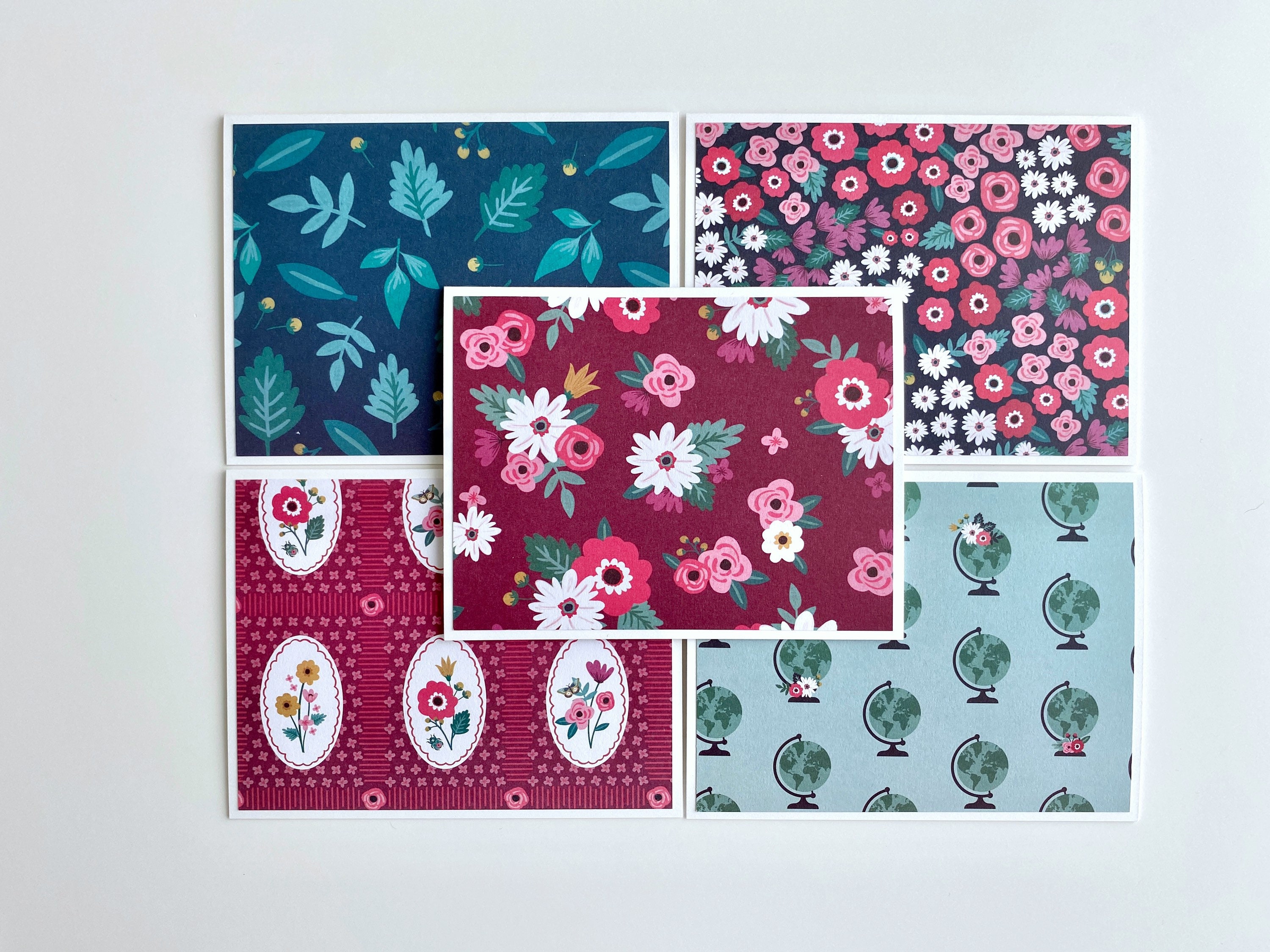 Blank Floral Greeting Cards With Envelopes, Set of 10, Handmade Note ...