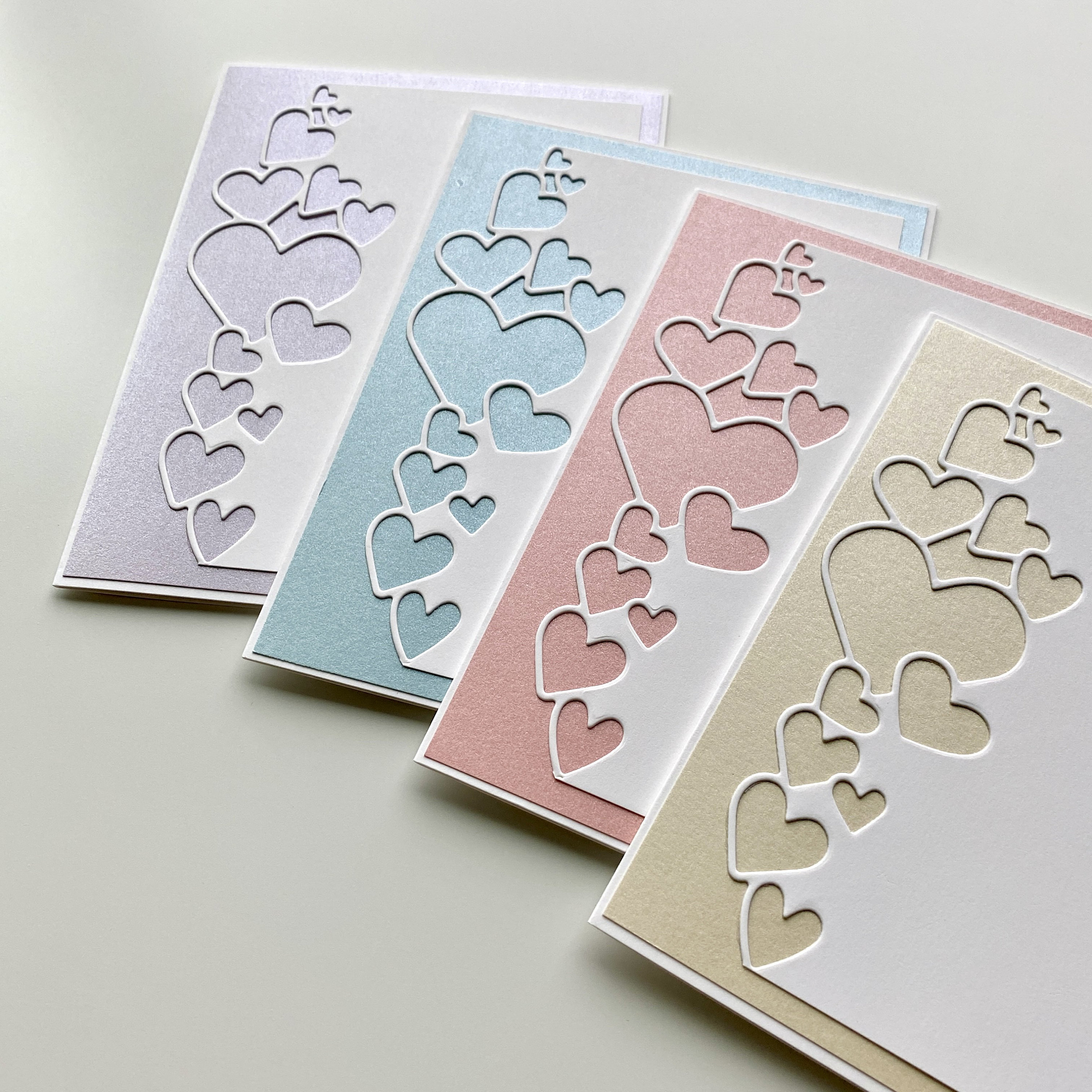 Pastel Valentines Cards Handmade Set of 4 Hearts Valentines Etsy