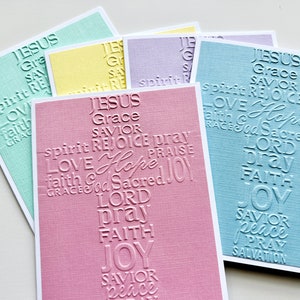 Cartes religieuses avec croix en relief, jeu de cartes fait à la main, cartes de notes chrétiennes, cartes de vœux vierges