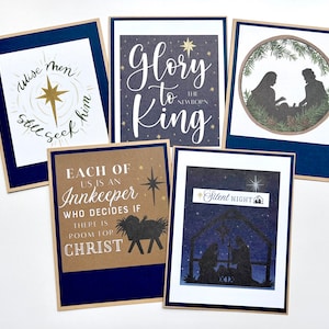 Cartes de Noël religieuses, cartes chrétiennes faites main, jeu de cartes de vœux vierges