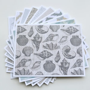Cartes vierges avec enveloppes, Cartes côtières avec coquillages, Cartes faites main, Cadeau d'été