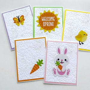 Cartes de Pâques mignonnes, lot de 5 cartes de vœux florales, cartes de printemps Bonjour en relief