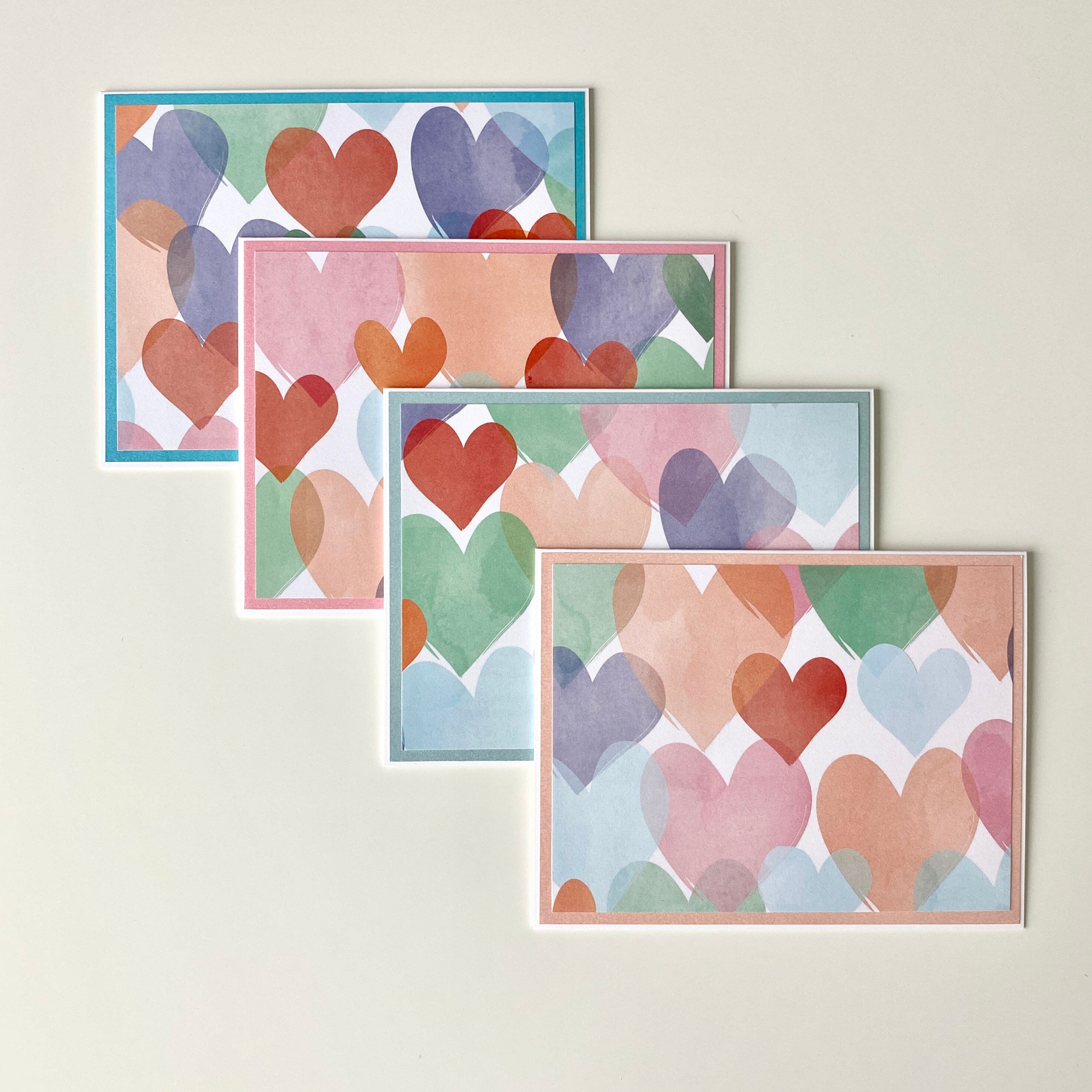 Valentines Cards Set of 4 Handmade Valentines Day Cards Etsy