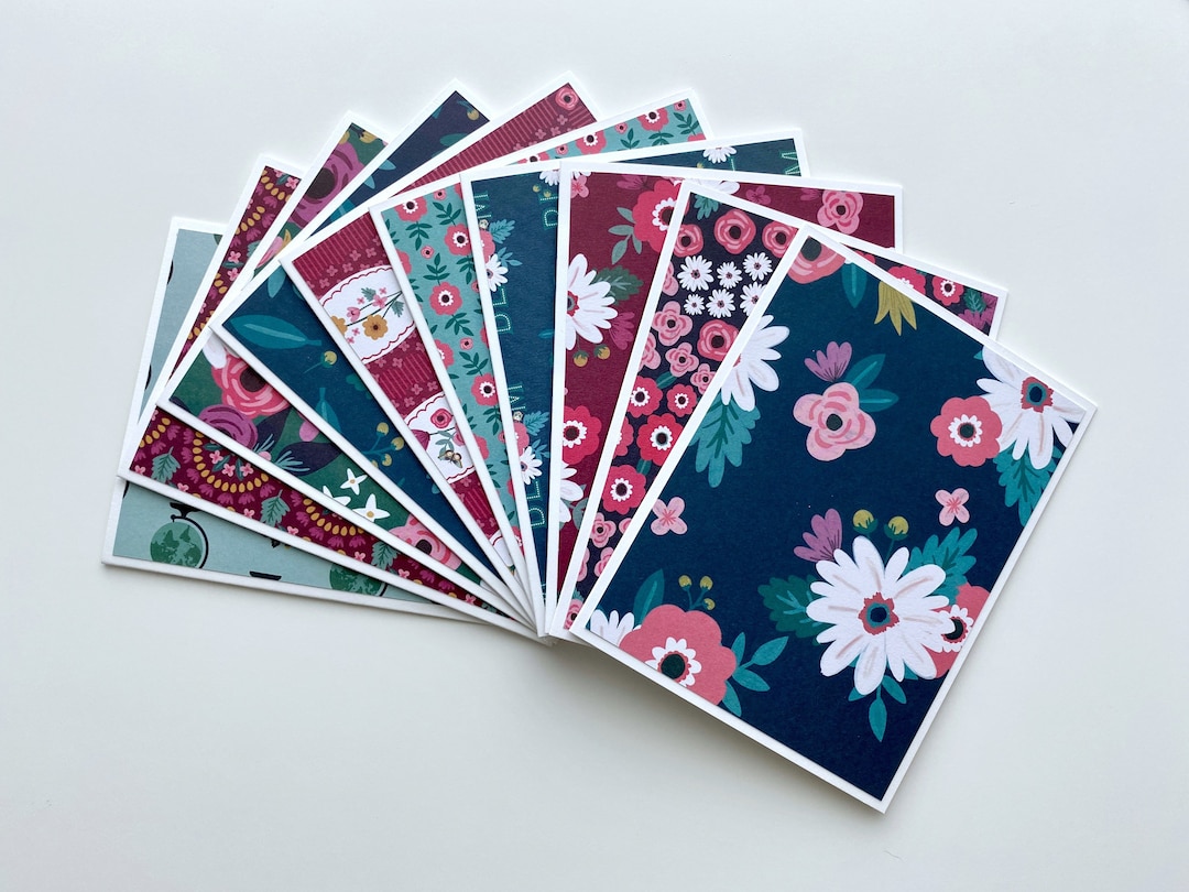 Blank Floral Greeting Cards With Envelopes, Set of 10, Handmade Note ...