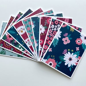 Lot de 10 cartes de voeux florales vierges avec enveloppes, cartes de correspondance faites main