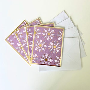 Lot de 4 cartes de correspondance hiver, cartes de Noël faites main, carte de flocons de neige de Noël