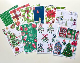 Handmade Christmas Cards: Set of 10 Greeting Cards in Bright Colors
