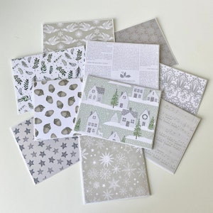 Jeu de 10 cartes de Noël blanches, lot de 10 cartes de Noël faites main, cartes de correspondance hiver