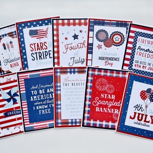 Cartes 4 juillet, lot de cartes Fête de l'indépendance, lot de cartes de voeux