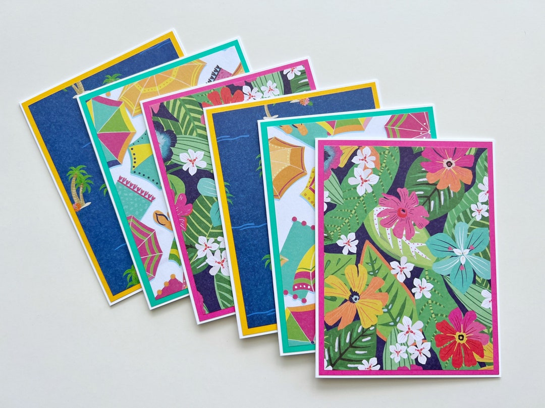Tropical Summer, Blank Note Cards, Beach Vacation Handmade Card Set ...