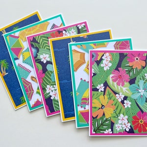 Été tropical, Cartes de correspondance vierges, Jeu de cartes faites main pour vacances à la plage, Cadeau d'été