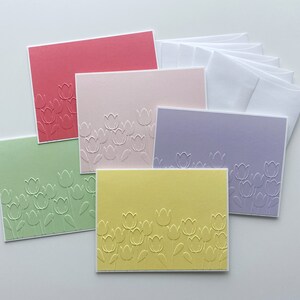 Cartes en relief avec tulipes, jeu de cartes vierges