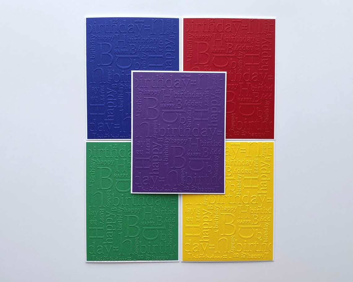 Handmade Embossed Happy Birthday Cards, Set of 10, Greeting Card Pack ...