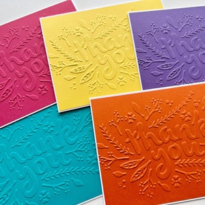 Cartes de remerciement faites main, lot de 5, lot de cartes de remerciement en relief