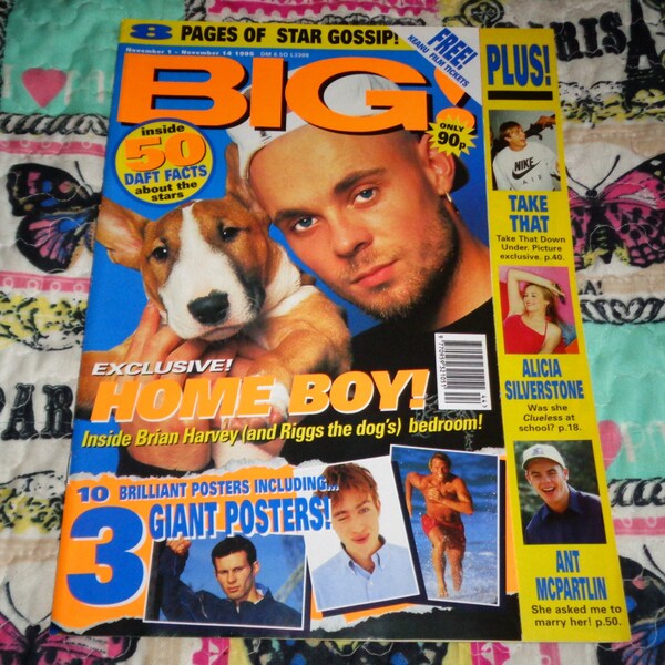 Big Teenage Vintage Magazine Collectable Memorabilia Ryan Giggs Small Gatefold Poster Issue Nov 1995 Brian Hervey Front Cover Poster Prints