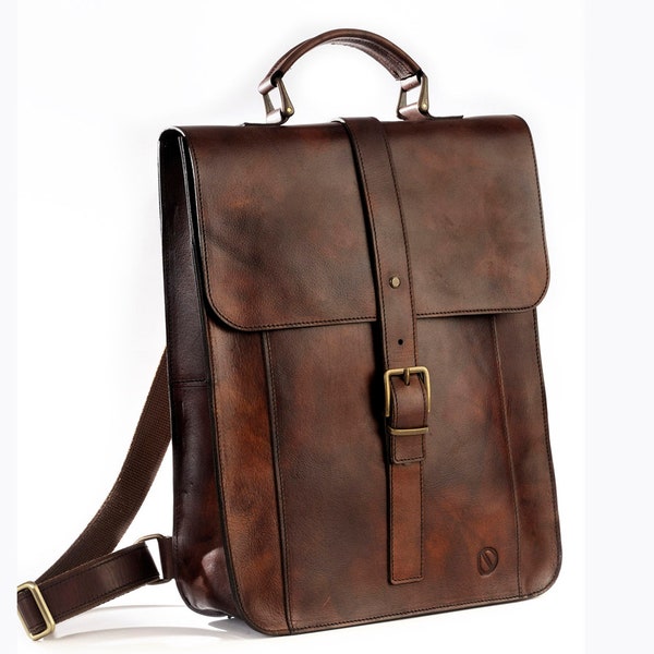 Ikupack Leather backpack / briefcase, handmade in Italy