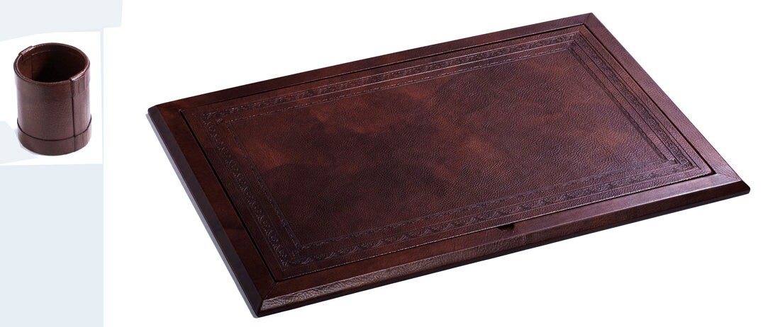 leather deskpad of only vegetable tanning, antiqued and hand-buffered -handmade in Italy