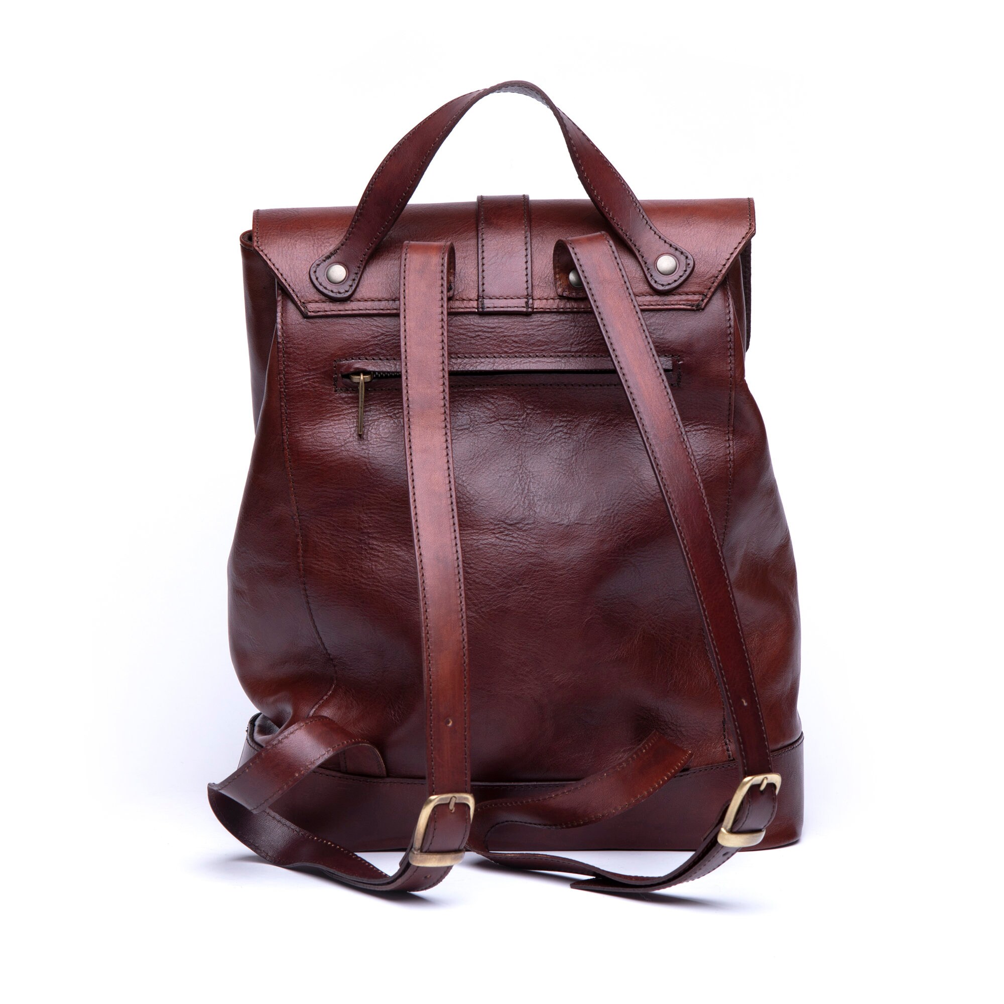 William Leather Backpack. Italian Leather of Vegetable 